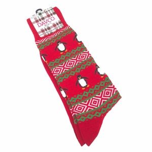 Davco Penguin Socks, Red, Green